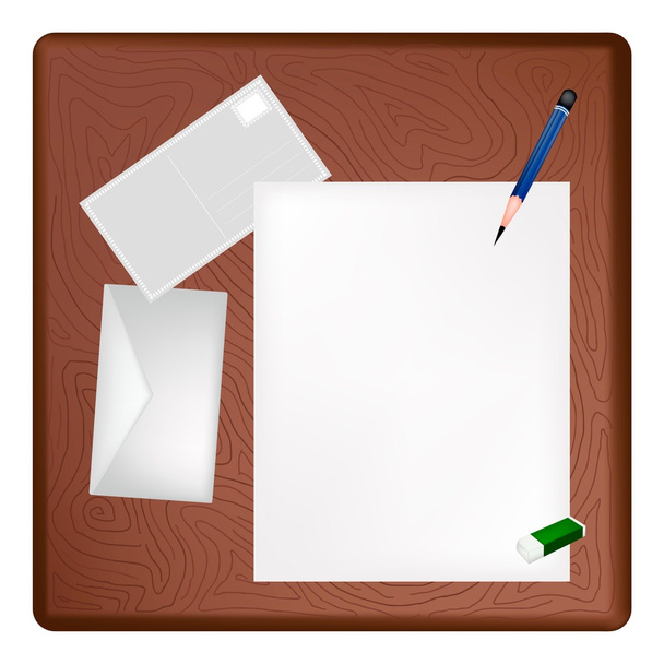 Un crayon posé sur une page blanche et une enveloppe
 - Vecteur, image