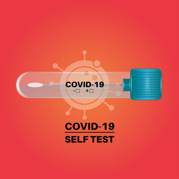 Covid self test vektor ilustrace na oranžovém pozadí - Vektor, obrázek