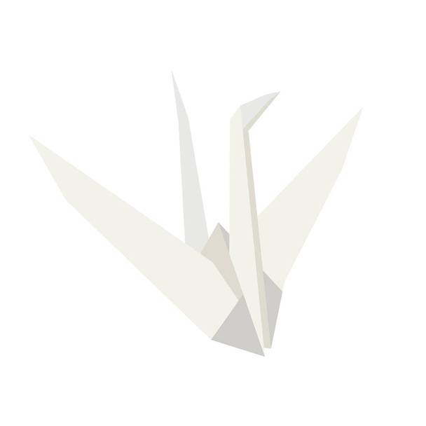 Origami λευκό χάρτινο γερανό, διανυσματική απεικόνιση σε λευκό - Διάνυσμα, εικόνα
