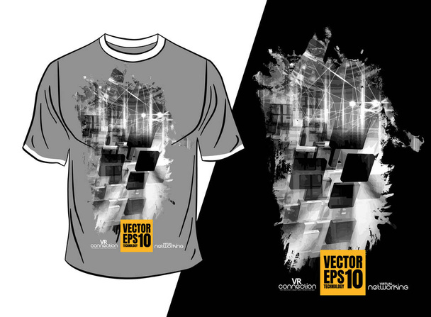 Vektorové tričko s abstraktní koncepcí technologie - Vektor, obrázek