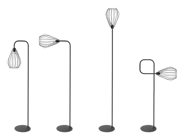 Set of modern floor-lamps on white background - Photo, Image