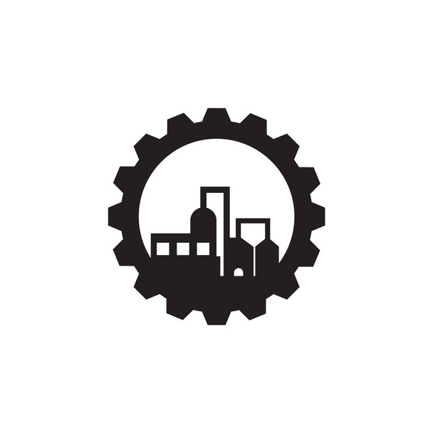 Industrial company logo design with gear icon template - Vector, Image