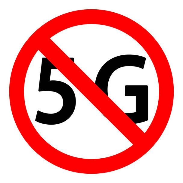 Against 5G symbol icon. 5G prohibited. Health danger risks. - Фото, изображение