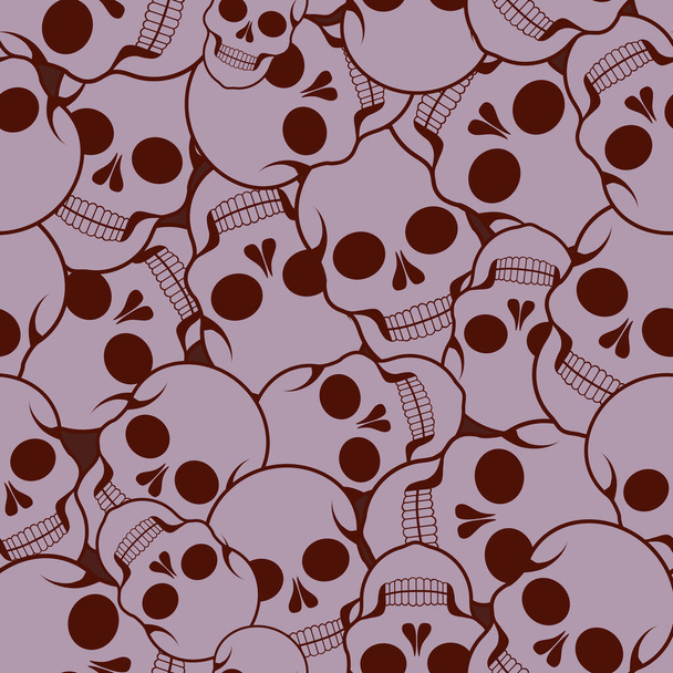 Varrat nélküli minta véletlenszerűen osztott lila koponyákkal. Halloween nyomtatás; A halál napja - Vektor, kép