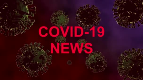 coronavirus covid19 tło bakterie pandemia zielony na czerwonym fioletowym ciemnym tle zielone bakterie podświetlenie podświetlenie wiadomości - Materiał filmowy, wideo