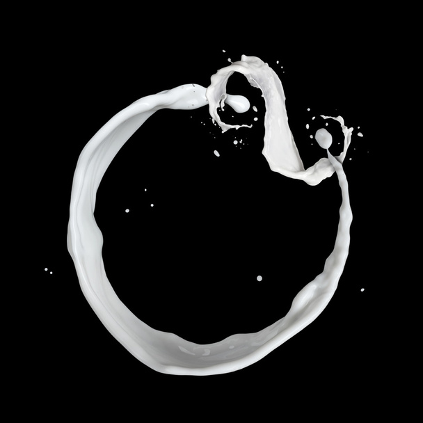 milk splash isolated on black - Φωτογραφία, εικόνα