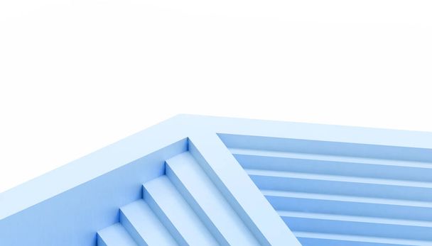Abstrakter geometrischer Hintergrund blau Kreative und Ideen Papiergrafiken auf isoliertem und weißem Hintergrund Inspiration Design - 3D-Rendering - Foto, Bild