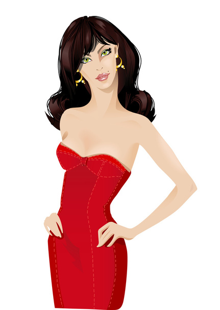 Lady in red - Vector, afbeelding