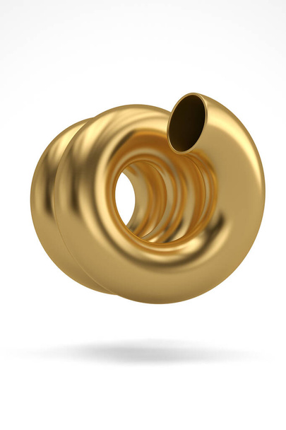 Gold spin tube Isolated On White Background, 3D render. 3D illustration. - Foto, imagen