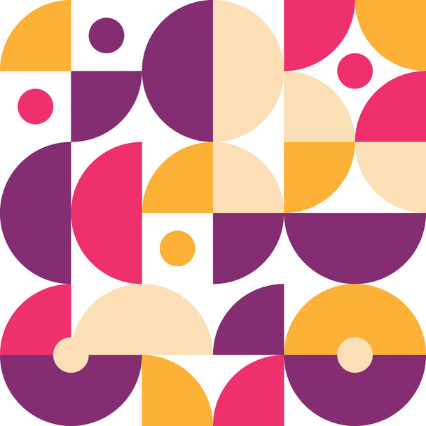 Retro pattern in style of 60s, 70s. Bauhaus seamless color geometric background. Pattern with circles. Geometric shapes for posters and covers - Vector, Image
