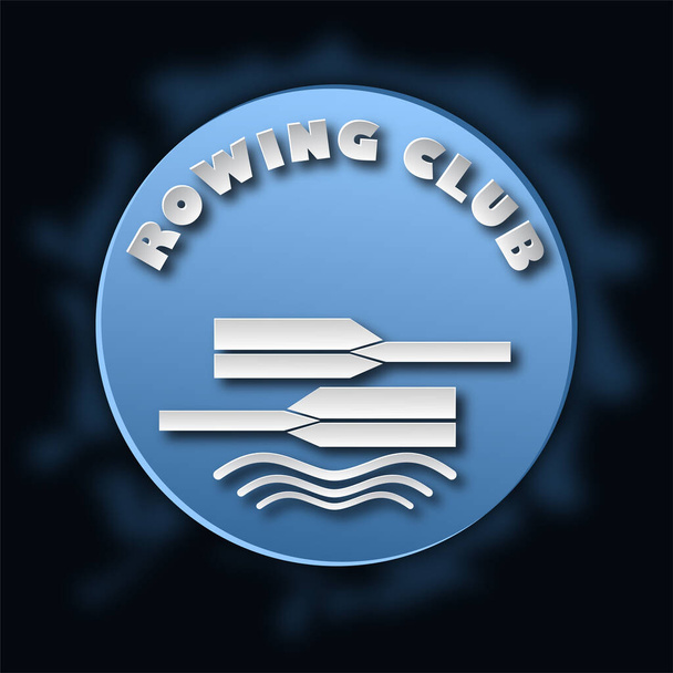 Logo bianco e blu per il club di canottaggio. Stile di taglio carta. Illustrazione vettoriale - Vettoriali, immagini
