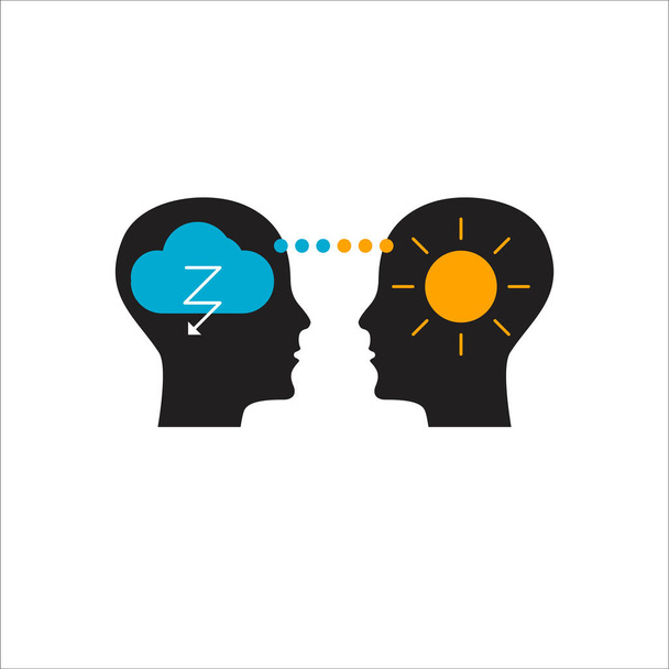 Logo für Empathie, emotionale Intelligenz. Zwei Profile und Beziehung zwischen ihnen - Vektor, Bild