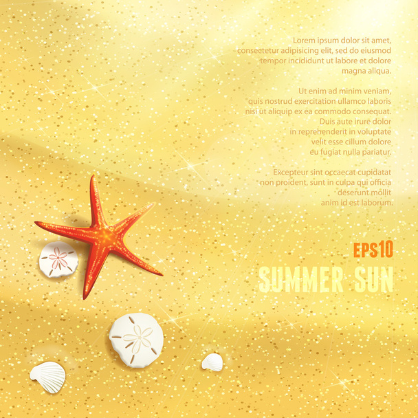 Sunny Dunes with Starfish - Wektor, obraz