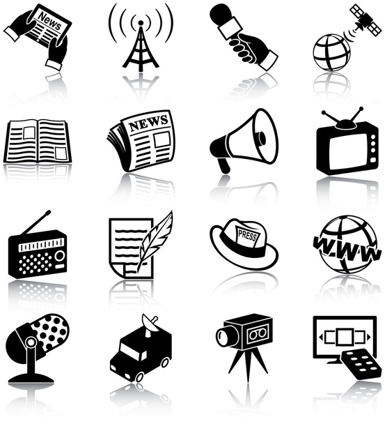 Mass media icons - Vector, Image