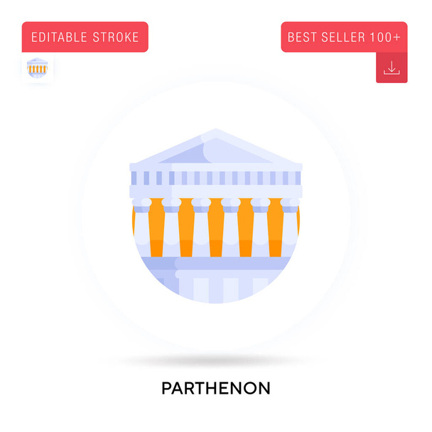 Parthenon detailliertes kreisförmiges flaches Vektorsymbol. Vektor isolierte Konzeptmetapher-Illustrationen. - Vektor, Bild