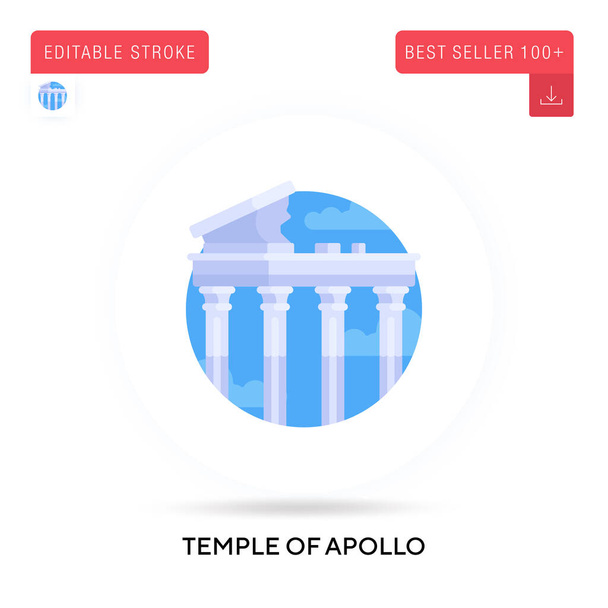 Temple of apollo detailed circular flat vector icon. Vector isolated concept metaphor illustrations. - Vector, Image
