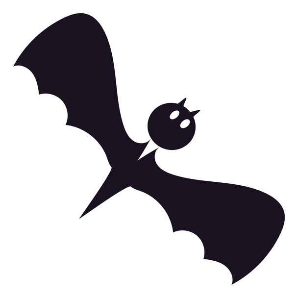 Halloween flying bat vampire isolated on white background. Cartoon bat silhouette for Halloween holiday concept. Black shape of spooky monster. Vector illustration - Vector, Image