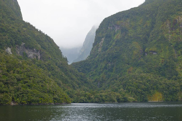 Majestatyczny widok krajobrazu Imponująco piękne górskie jezioro w zielonym lesie deszczowym, Zapierająca dech w piersiach scena, Krajobraz górski, Indie - Zdjęcie, obraz