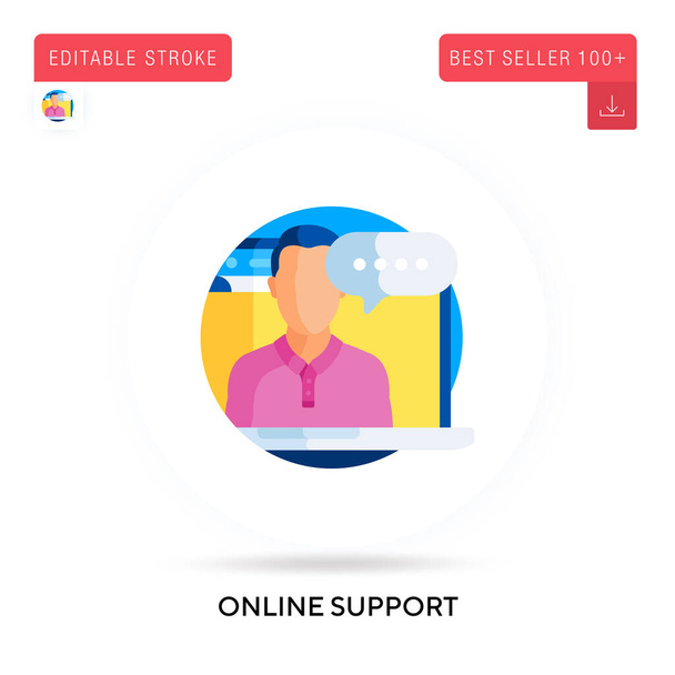 Online support detailed circular flat vector icon. Vector isolated concept metaphor illustrations. - Vector, Image