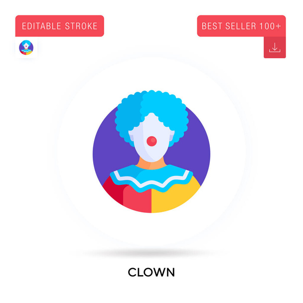 Clown dettagliata icona circolare vettoriale piatta. Illustrazioni di metafore concettuali isolate vettoriali. - Vettoriali, immagini