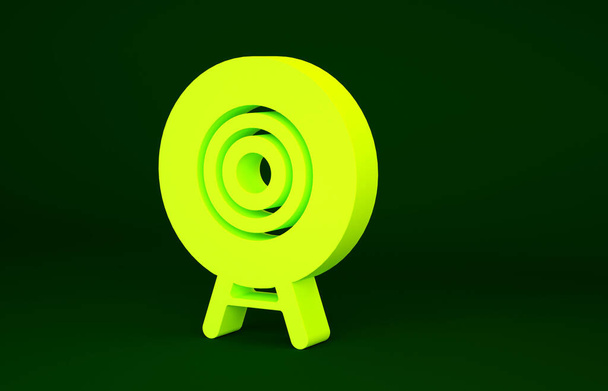 Yellow Target sport icon isolated on green background. Clean target with numbers for shooting range or shooting. Minimalism concept. 3d illustration 3D render. - Photo, Image