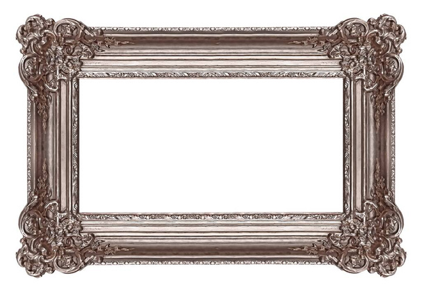 Cornice panoramica in argento per quadri, specchi o foto isolate su sfondo bianco - Foto, immagini