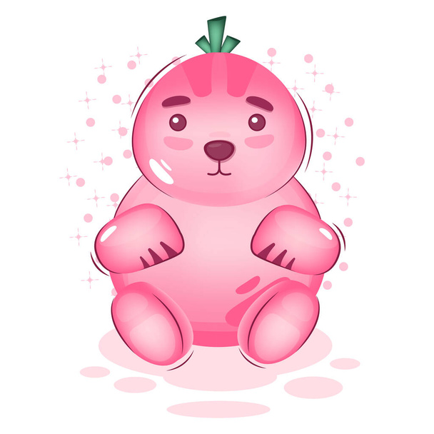 pink monster with a green twig - Vector, Image