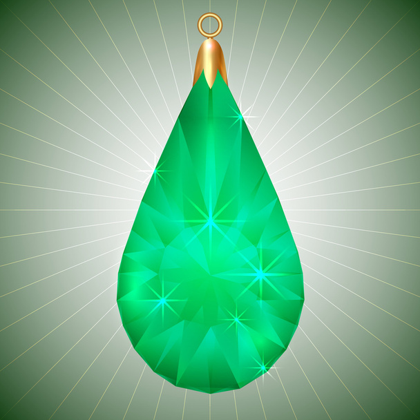 κρεμαστό κόσμημα πολύτιμο διαμάντι πράσινο διάνυσμα με χρυσό ρύθμιση - Διάνυσμα, εικόνα