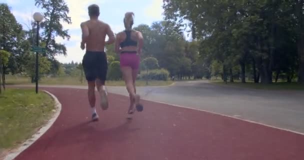 Young couple running in the park - Materiaali, video