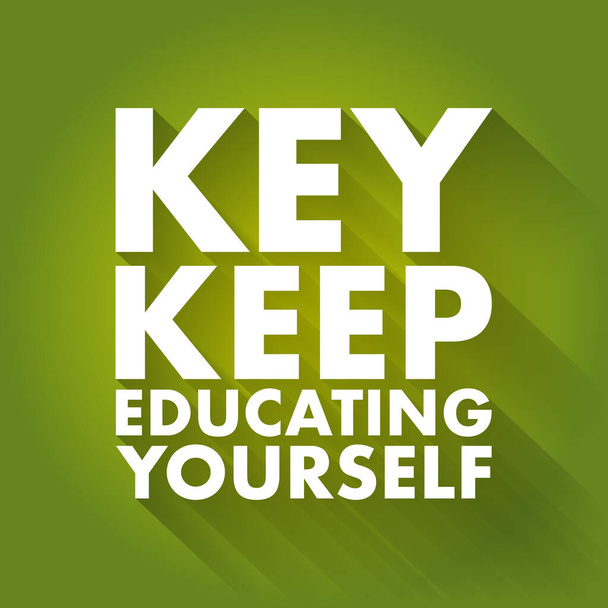 KEY - Keep Educating Yourself acronym, education concept background - Vektori, kuva
