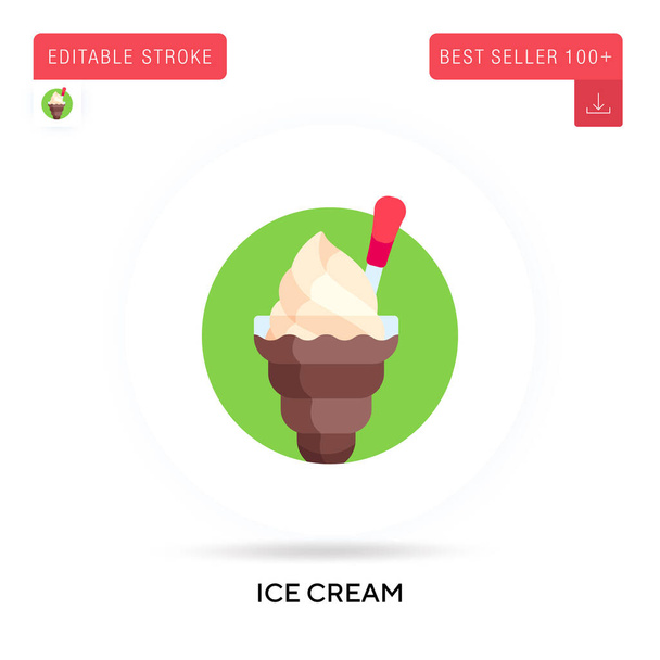 Ice cream detailed circular flat vector icon. Vector isolated concept metaphor illustrations. - Vector, Image