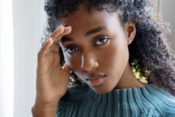 Portrait of sad young black woman feeling bad - Photo, Image