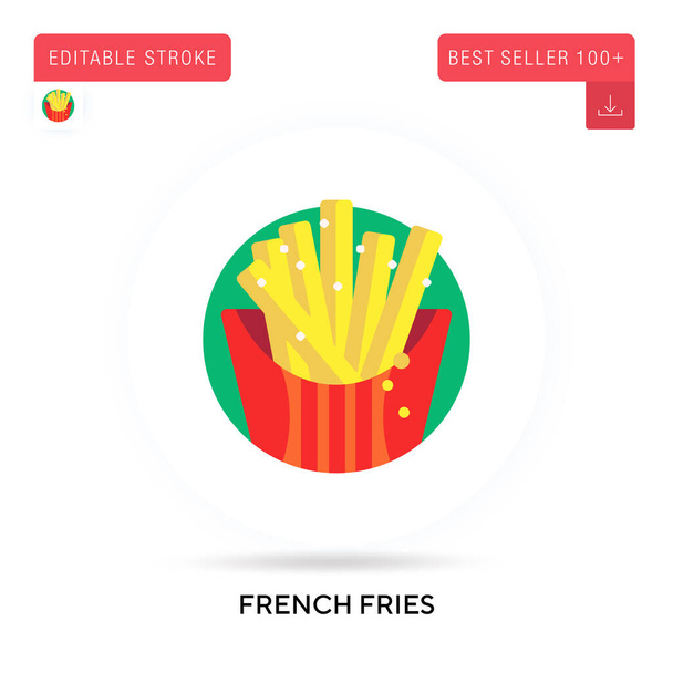 French fries detailed circular flat vector icon. Vector isolated concept metaphor illustrations. - Vector, Image