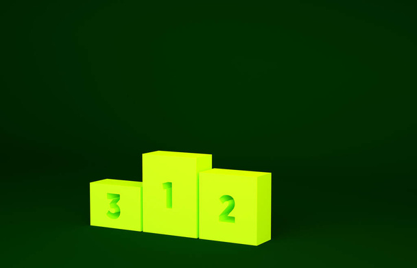 Sárga Üzleti dobogó ikon elszigetelt zöld háttérrel. Munkavállalói jelölés. Személydíjas szimbólum. Minimalizmus koncepció. 3d illusztráció 3D render. - Fotó, kép