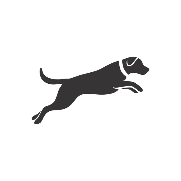 Silueta vektor černobílého skákajícího psa - Vektor, obrázek