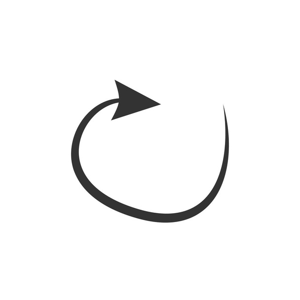 Doodle arrow icon. Black handmade curve arrow vector illustration. Isolated on white. - Vektori, kuva