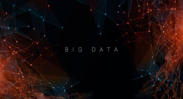 Big Data Technology Background with Abstract Polygonal Lines And Dots Connections - Фото, зображення