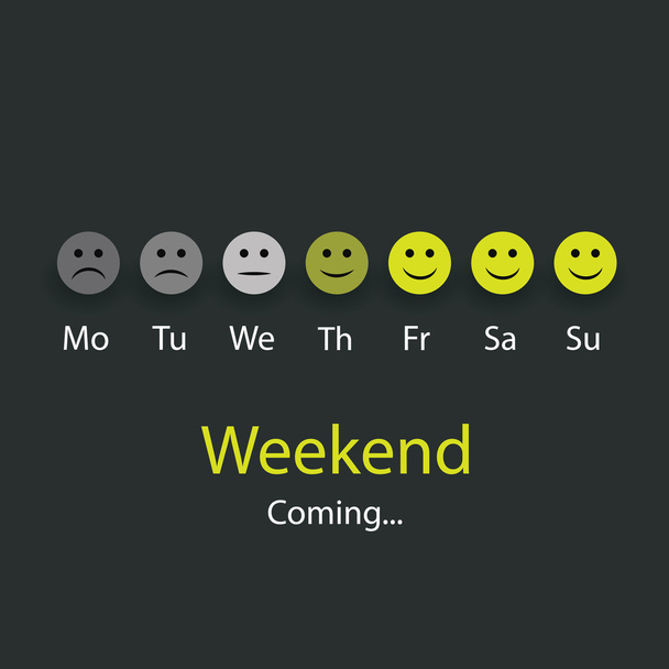 Weekend 's Coming - Концепция дизайна с улыбающимися лицами
 - Вектор,изображение
