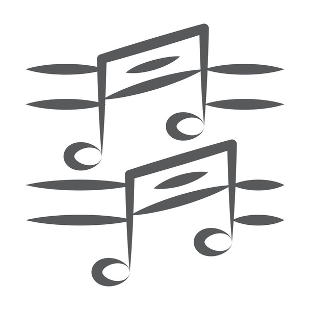 A wave of music notes illustrating music composition, icon designed with brush stroke - Διάνυσμα, εικόνα