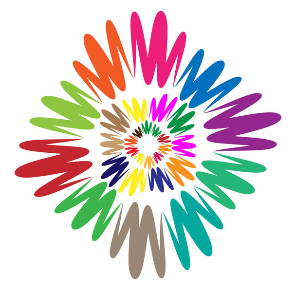 abstract colorful-multicolor circular, concentric and radial, radiating mandala, motif clip-art, logo, symbol  vector illustration - Вектор,изображение