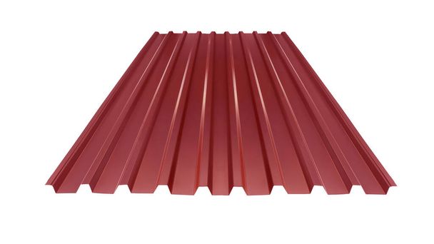Dach-Profil Metall farbige Holzstruktur isoliert auf weißem Hintergrund - Foto, Bild