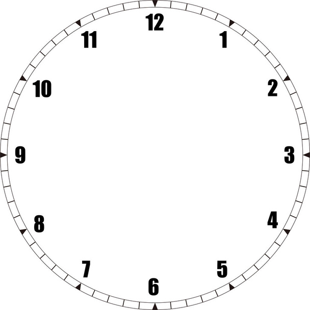 Clock face. Blank hour dial. Dots mark minutes and hours. Simple flat vector illustration. - Vector, Image