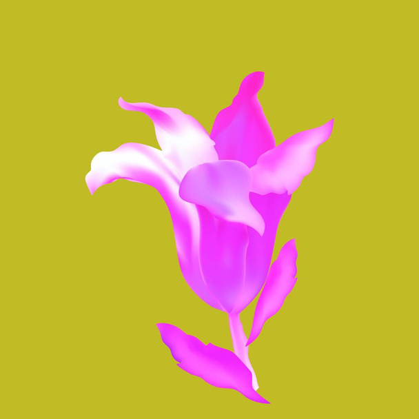 Фотография реалистичная красивая неоновая лилия в винтажном стиле. - Вектор,изображение