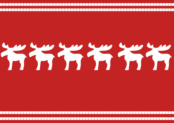 Christmas Card in red with reindeers - Φωτογραφία, εικόνα