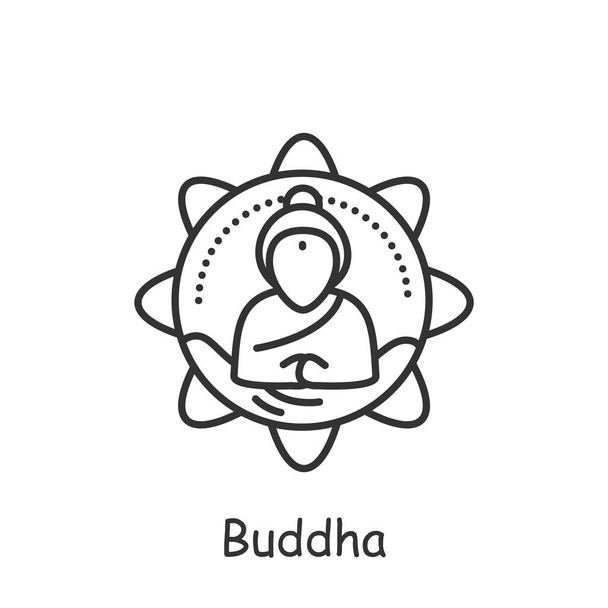 Buddha-Liniensymbol. Eidtable Vektorillustration - Vektor, Bild