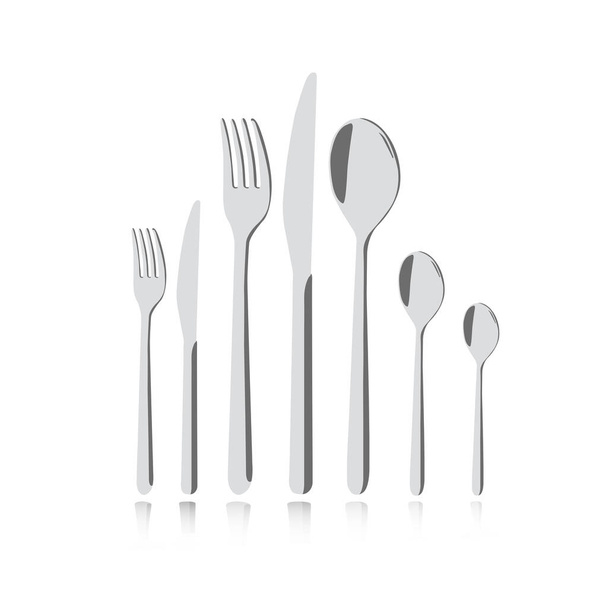 Forchetta, coltello e cucchiaio sagoma vettoriale illustrazione - Vettoriali, immagini