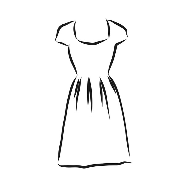 Skici sbírky dámských šatů. Ručně kreslená vektorová ilustrace. Černý obrys kresba izolované na bílém pozadí - Vektor, obrázek