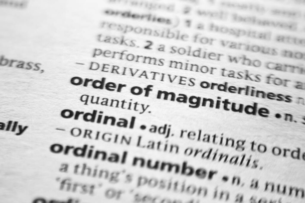 Word or phrase Order of magnitude in a dictionary - Photo, Image