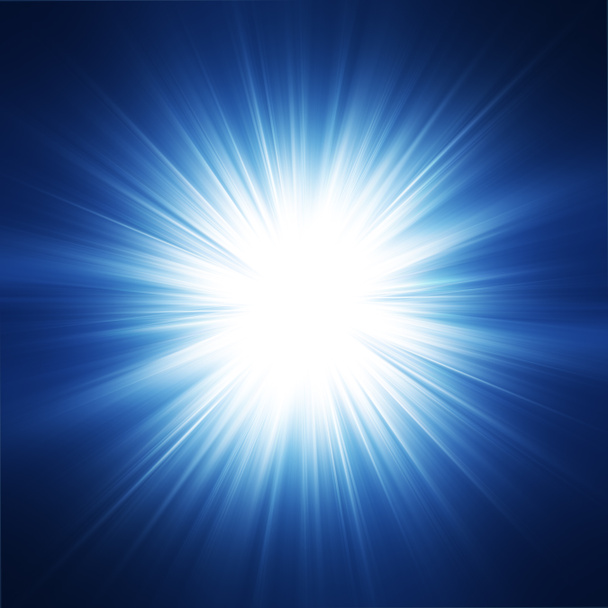 Soleil sur ciel bleu avec des lentilles fusée éclairante
 - Photo, image