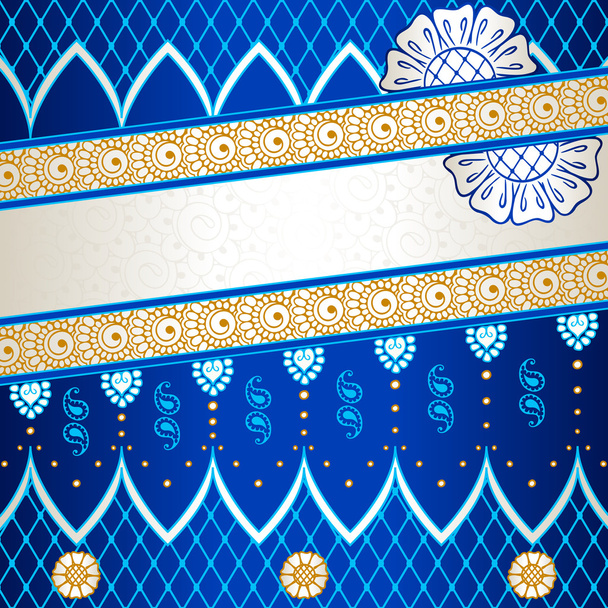 Vibrant blue banner inspired by Indian mehndi designs - Vector, Image